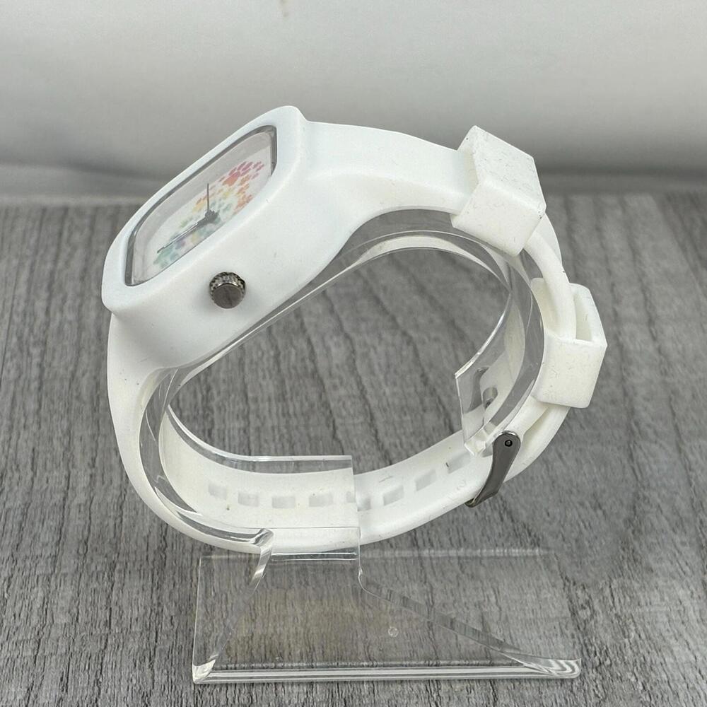 Rainbow Paw Print Heart Silicone Watch - White - Picture 2 of 8